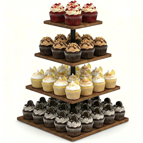 Wooden tier cupcake stand - 4,
